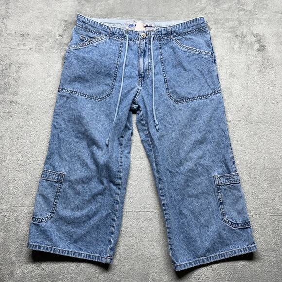 Anchor Blue Jeans Denim Size 9 Women's Cargo Vintage Distressed Jorts Y2K - Picture 1 of 6
